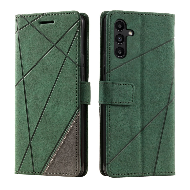 For Samsung Galaxy S25 5G Skin Feel Splicing Leather Phone Case(Green) - Galaxy S25 5G Cases by buy2fix | Online Shopping UK | buy2fix