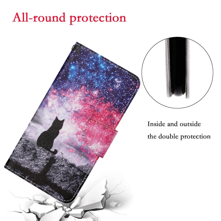 For Samsung Galaxy S25+ 5G Colored Drawing Pattern Leather Phone Case(Star Sky Cat) - Galaxy S25+ 5G Cases by buy2fix | Online Shopping UK | buy2fix