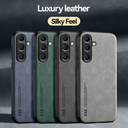 For Samsung Galaxy S25 5G Skin Feel Magnetic Leather Back Phone Case(Green) - Galaxy S25 5G Cases by buy2fix | Online Shopping UK | buy2fix