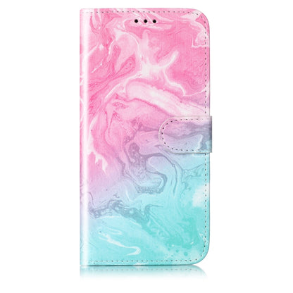 For Samsung Galaxy S25 Ultra 5G Colored Drawing Marble Pattern Leather Phone Case(Pink Green Marble) - Galaxy S25 Ultra 5G Cases by buy2fix | Online Shopping UK | buy2fix