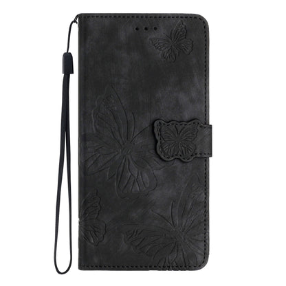 For Samsung Galaxy S25 5G Skin-feel Embossed Butterfly Leather Phone Case(Black) - Galaxy S25 5G Cases by buy2fix | Online Shopping UK | buy2fix