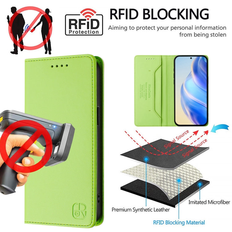 For Samsung Galaxy S24+ / S25+ 5G RC01 Dual-Folded Magnetic Suction RFID Leather Phone Case(Grass Green) - Galaxy S25+ 5G Cases by buy2fix | Online Shopping UK | buy2fix