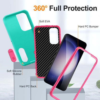 For Samsung Galaxy S24+ / S25+ 5G Rugged PC Hybrid Silicone Phone Case with Holder(Light Green+Rose Red) - Galaxy S25+ 5G Cases by buy2fix | Online Shopping UK | buy2fix