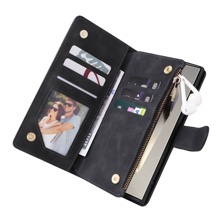 For Samsung Galaxy S25 Ultra 5G Multifunctional Frosted Zipper Wallet Leather Phone Case(Black) - Galaxy S25 Ultra 5G Cases by buy2fix | Online Shopping UK | buy2fix