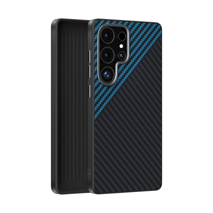 For Samsung Galaxy S25 Ultra 5G ABEEL C Carbon Fiber Series 6D Micro Relief MagSafe Phone Case(Black Blue) - Galaxy S25 Ultra 5G Cases by buy2fix | Online Shopping UK | buy2fix