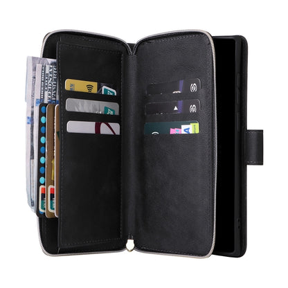 For Samsung Galaxy S25 Ultra 5G 9-Card Slots Zipper Wallet Bag Leather Phone Case(Black) - Galaxy S25 Ultra 5G Cases by buy2fix | Online Shopping UK | buy2fix