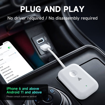 2 in 1 Apple CarPlay / Android Auto USB, Type-C Dual Ports Wired to Wireless CarPlay Adapter(Black) - Bluetooth Adapters by buy2fix | Online Shopping UK | buy2fix