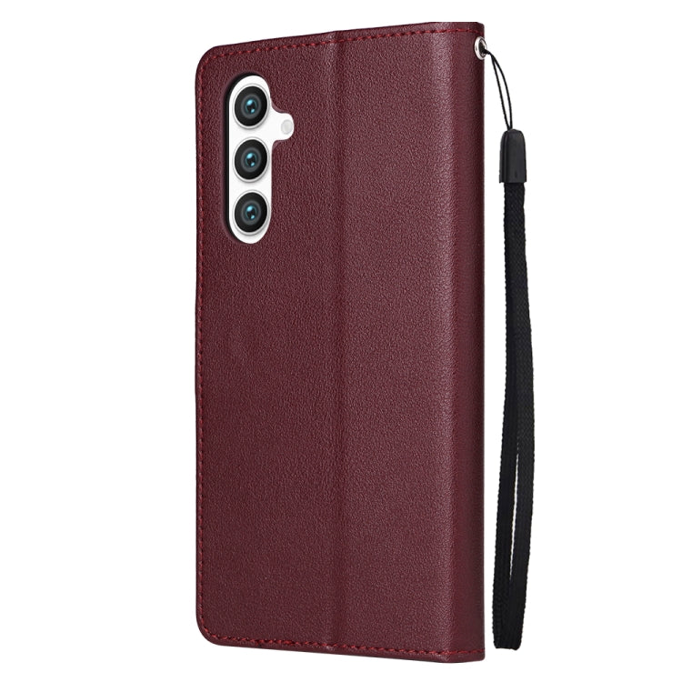 For Samsung Galaxy S25+ 5G 3-Card Slots Multifunctional Leather Phone Case(Wine Red) - Galaxy S25+ 5G Cases by buy2fix | Online Shopping UK | buy2fix