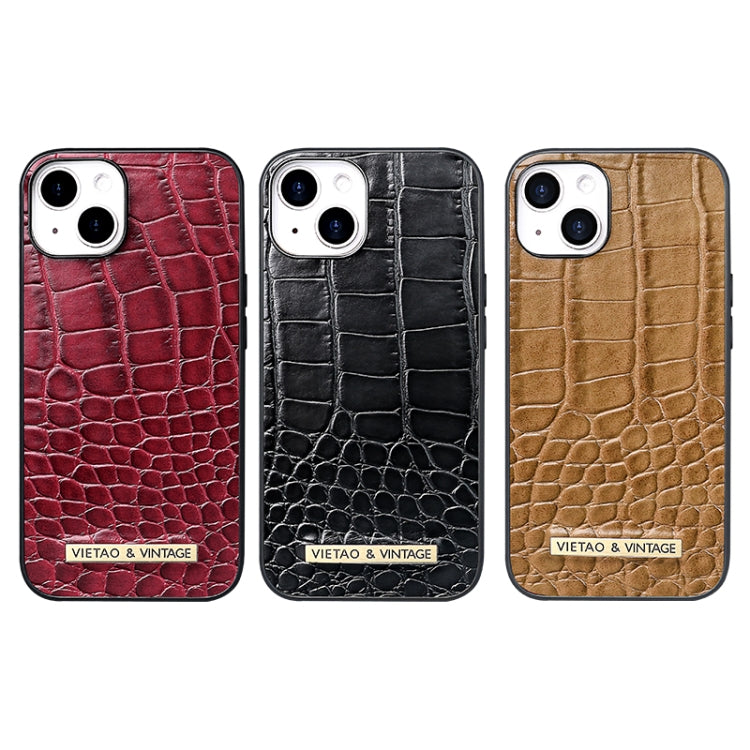 For iPhone 16 Pro VIETAO Alligator Texture PU Phone Case(Brown) - iPhone 16 Pro Cases by VIETAO | Online Shopping UK | buy2fix