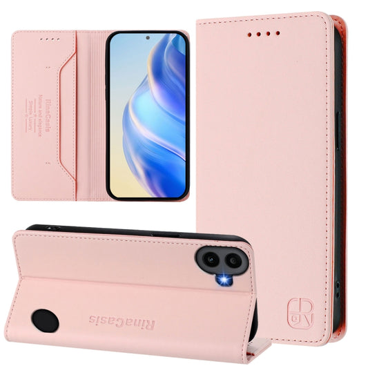 For Nothing CMF Phone 1 RC01 Dual-Folded Magnetic Suction RFID Leather Phone Case(Pink) - More Brand by buy2fix | Online Shopping UK | buy2fix