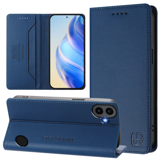 For Nothing CMF Phone 1 RC01 Dual-Folded Magnetic Suction RFID Leather Phone Case(Dark Blue) - More Brand by buy2fix | Online Shopping UK | buy2fix