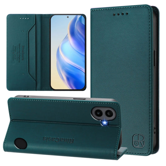 For Nothing CMF Phone 1 RC01 Dual-Folded Magnetic Suction RFID Leather Phone Case(Dark Green) - More Brand by buy2fix | Online Shopping UK | buy2fix