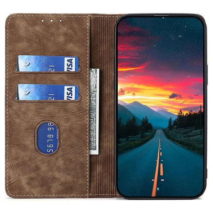 For Samsung Galaxy S25 5G RFID Anti-theft Brush Magnetic Leather Phone Case(Brown) - Galaxy S25 5G Cases by buy2fix | Online Shopping UK | buy2fix