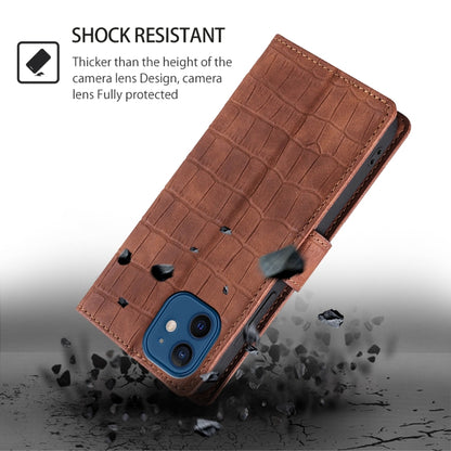 For Samsung Galaxy S25 5G Skin Feel Crocodile Magnetic Clasp Leather Phone Case(Brown) - Galaxy S25 5G Cases by buy2fix | Online Shopping UK | buy2fix