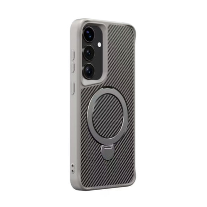 For Samsung Galaxy S25+ / S24+ 5G Carbon Fiber Texture 360 MagSafe Holder Phone Case(Titanium Gray) - Galaxy S25+ 5G Cases by buy2fix | Online Shopping UK | buy2fix