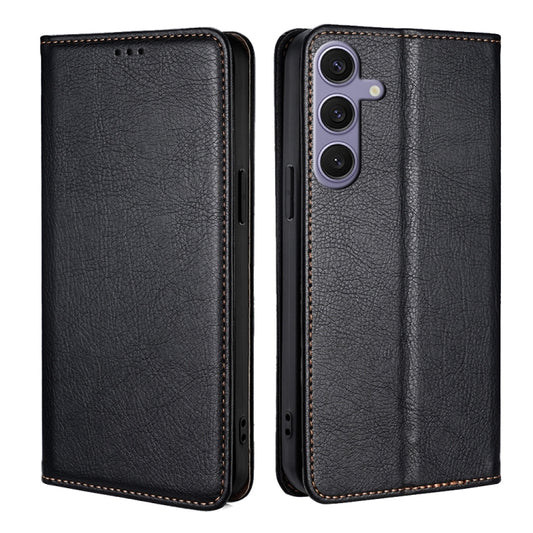 For Samsung Galaxy S25+ 5G Gloss Oil Solid Color Magnetic Leather Phone Case(Black) - Galaxy S25+ 5G Cases by buy2fix | Online Shopping UK | buy2fix