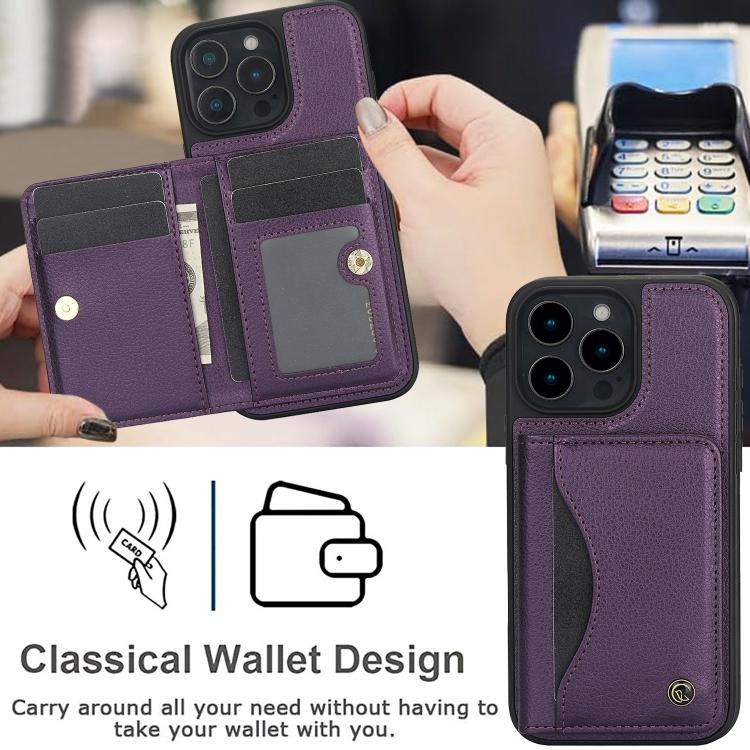 For iPhone 16 Pro Max AwQuer Horizontal Flip Card Bag Holder Leather Phone Case(Dark Purple) - iPhone 16 Pro Max Cases by Awquer | Online Shopping UK | buy2fix