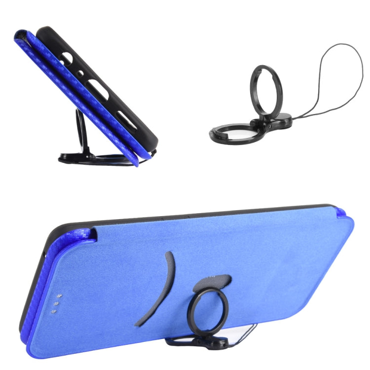 For Ulefone Note 9P Carbon Fiber Texture Horizontal Flip TPU + PC + PU Leather Case with Card Slot & Lanyard(Blue) - Ulefone Cases by buy2fix | Online Shopping UK | buy2fix