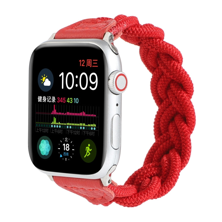 Elastic Woven Watch Band For Apple Watch Ultra 49mm&Watch Ultra 2 49mm / Series 9&8&7 45mm / SE 3&SE 2&6&SE&5&4 44mm / 3&2&1 42mm, Length:130mm(Red) - Watch Bands by buy2fix | Online Shopping UK | buy2fix