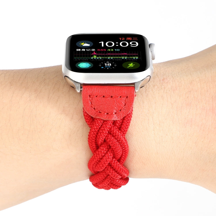 Elastic Woven Watch Band For Apple Watch Ultra 49mm&Watch Ultra 2 49mm / Series 9&8&7 45mm / SE 3&SE 2&6&SE&5&4 44mm / 3&2&1 42mm, Length:160mm(Red) - Watch Bands by buy2fix | Online Shopping UK | buy2fix