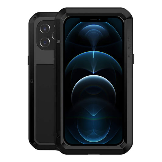 For iPhone 12 Pro Max LOVE MEI Metal Shockproof Life Waterproof Dustproof Protective Case(Black) - iPhone 12 Pro Max Cases by LOVE MEI | Online Shopping UK | buy2fix