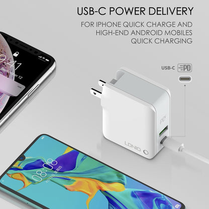 LDNIO A4403C 30W PD + Auto-id Foldable Fast Travel Charger with 1m Micro USB Cable, UK Plug - USB Charger by LDNIO | Online Shopping UK | buy2fix