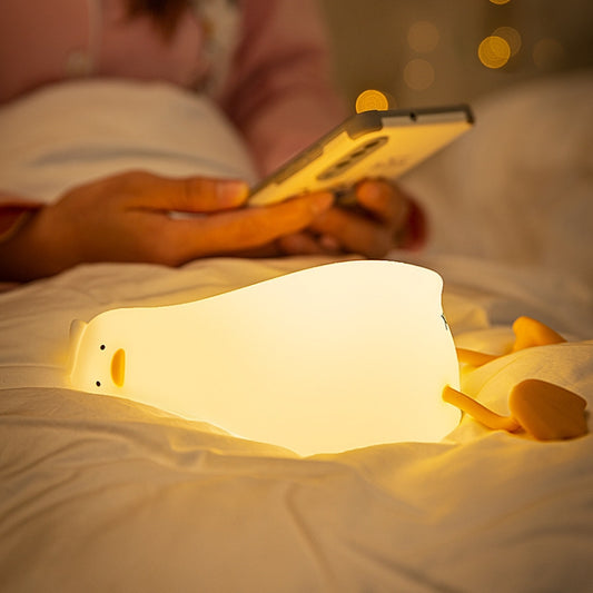 1W USB Charging LED Lie Flat Duck Silicone Touch Sensing Night Light - Night Lights by buy2fix | Online Shopping UK | buy2fix