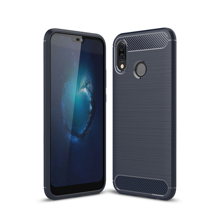 For Huawei  P20 Lite Brushed Texture Carbon Fiber Shockproof TPU Protective Back Case (Navy Blue) - Huawei Cases by buy2fix | Online Shopping UK | buy2fix