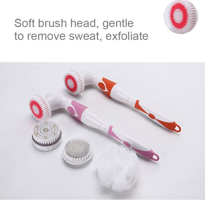 Multi-function Electric Waterproof Bath Cleansing Brush Long-handled Massage Brush, with 4 Brush Heads(Pink) - Bath Brushes & Sponges by buy2fix | Online Shopping UK | buy2fix