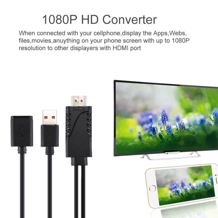 1080P USB 2.0 Male + USB 2.0 Female to HDMI HDTV AV Adapter Cable for iPhone / iPad, Android Smartphones(Black) - Video & Audio Cable by buy2fix | Online Shopping UK | buy2fix