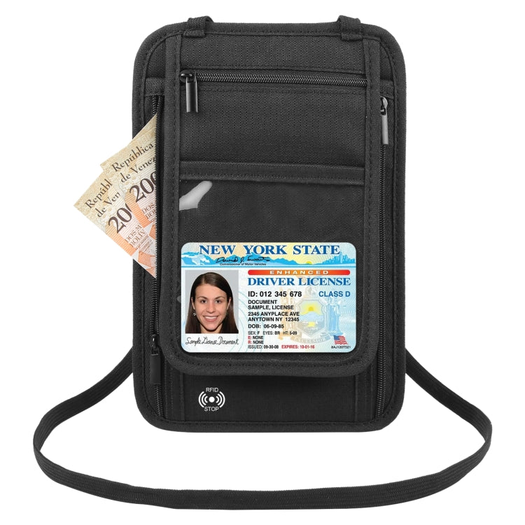 HAWEEL Neck Passport Wallet Bag Document Organizer Credit Cards Case Bag (Black) - Card & Passport Bags by HAWEEL | Online Shopping UK | buy2fix