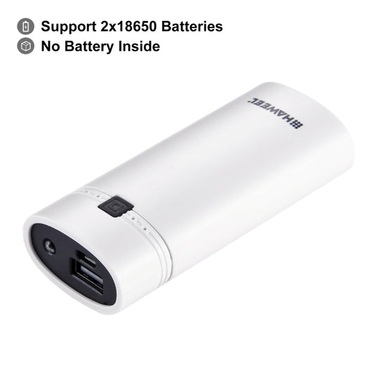HAWEEL DIY 2x 18650 Battery (Not Included) 5600mAh Power Bank Shell Box with USB Output & Indicator(White) - Power Bank Box by HAWEEL | Online Shopping UK | buy2fix
