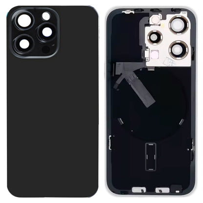 For iPhone 15 Pro Glass Battery Back Cover with Flash Bracket + Wireless Charging Module(Black) - Back Cover by buy2fix | Online Shopping UK | buy2fix