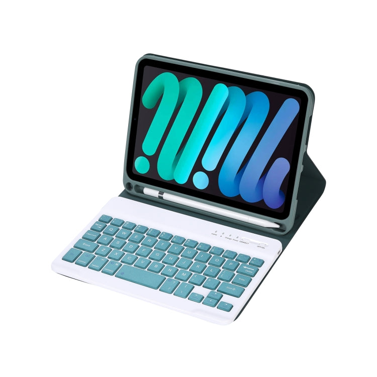 C06B Ultra-thin Candy Colors Bluetooth Keyboard Tablet Case for iPad mini 6, with Stand & Pen Slot (Dark Green) - For iPad mini by buy2fix | Online Shopping UK | buy2fix