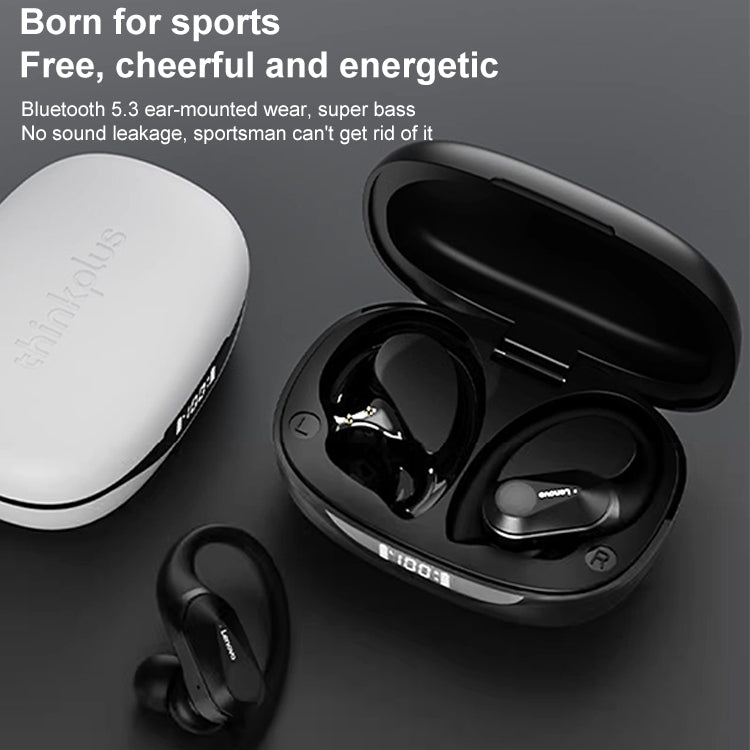 Lenovo LP75 IPX5 Waterproof Ear-mounted Bluetooth Earphone with LED Digital Display (White) - Bluetooth Earphone by Lenovo | Online Shopping UK | buy2fix