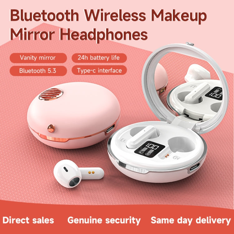 HXSJ Air-S28 TWS Bluetooth 5.3 True Wireless HiFi Stereo Make-up Mirror Earphones with Charging Case (White) - TWS Earphone by HXSJ | Online Shopping UK | buy2fix