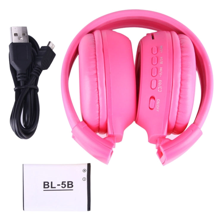 BS-N65 Headband Folding Stereo HiFi Wireless Headphone Headset with LCD Screen & TF Card Slot & LED Indicator Light & FM Function(Magenta) - Headset & Headphone by buy2fix | Online Shopping UK | buy2fix