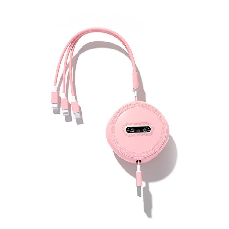 Micro + 8 Pin + Type-C / USB-C 3 In 1 Telescopic Charging Cable (Pink) - Multifunction Cable by buy2fix | Online Shopping UK | buy2fix