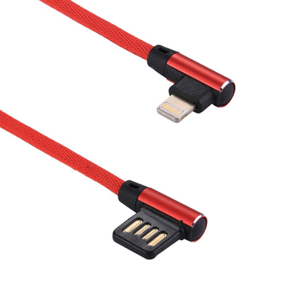 1m 2.4A Output USB to 8 Pin Double Elbow Design Nylon Weave Style Data Sync Charging Cable(Red) - Normal Style Cable by buy2fix | Online Shopping UK | buy2fix