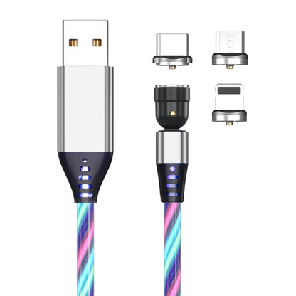 3 in 1 2.4A USB to 8 Pin + Micro USB + USB-C / Type-C 540 Degree Bendable Streamer Magnetic Data Cable, Cable Length: 1m (Colour) - Charging Cable & Head by buy2fix | Online Shopping UK | buy2fix