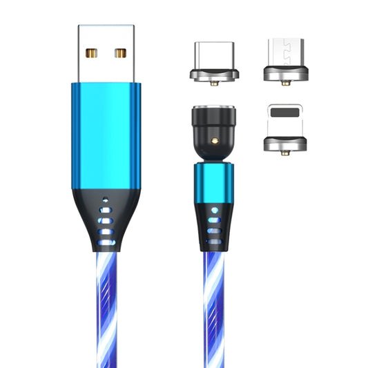 3 in 1 2.4A USB to 8 Pin + Micro USB + USB-C / Type-C 540 Degree Bendable Streamer Magnetic Data Cable, Cable Length: 1m (Blue) - Charging Cable & Head by buy2fix | Online Shopping UK | buy2fix