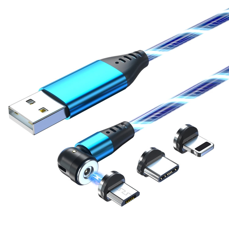 3 in 1 2.4A USB to 8 Pin + Micro USB + USB-C / Type-C 540 Degree Bendable Streamer Magnetic Data Cable, Cable Length: 1m (Blue) - Charging Cable & Head by buy2fix | Online Shopping UK | buy2fix