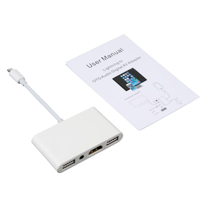 4 in 1 8 Pin to Dual USB + 3.5mm AUX + HDMI OTG Audio Digital AV Adapter - Converter & Adapter by buy2fix | Online Shopping UK | buy2fix