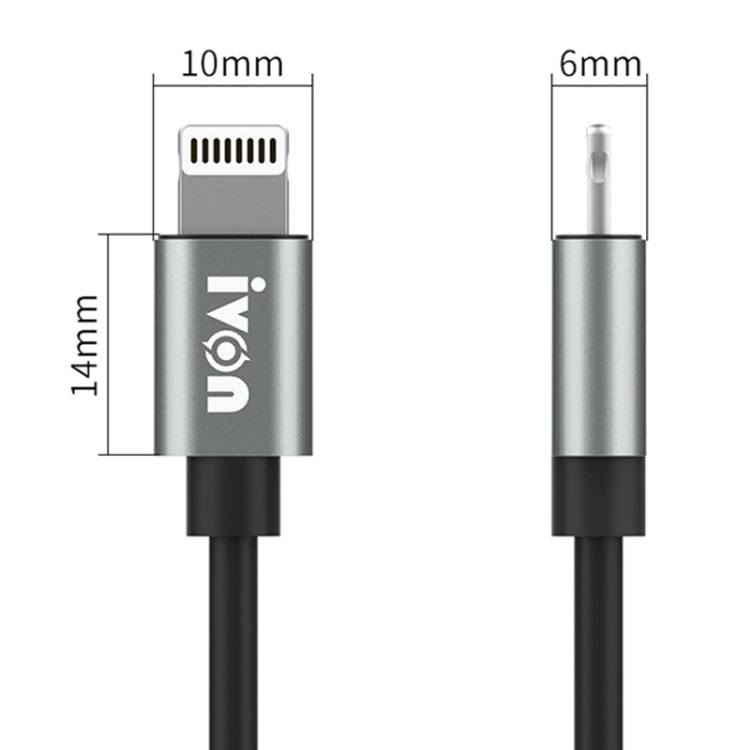 IVON CA73 2.4A 8 Pin Fast Charging Data Cable, Length: 2m(Black) - Normal Style Cable by IVON | Online Shopping UK | buy2fix
