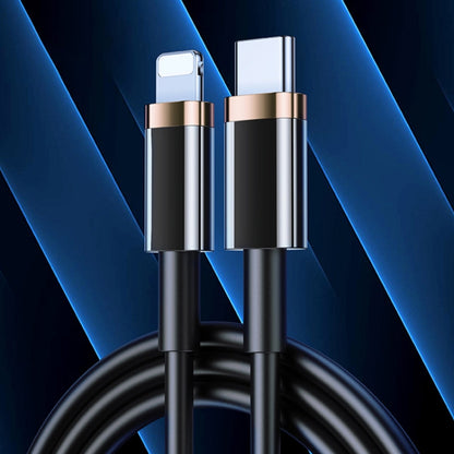 USAMS US-SJ485 U63 Type-C / USB-C to 8 Pin PD 20W Smooth Aluminum Alloy Fast Charging Data Cable, Length: 2m (Black) - Normal Style Cable by USAMS | Online Shopping UK | buy2fix