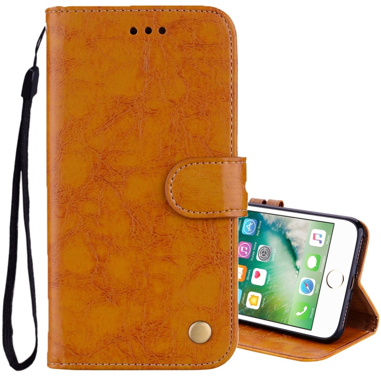 For iPhone 8 Plus & 7 Plus Business Style Oil Wax Texture Horizontal Flip Leather Case with Holder & Card Slots & Wallet (Yellow) - More iPhone Cases by buy2fix | Online Shopping UK | buy2fix