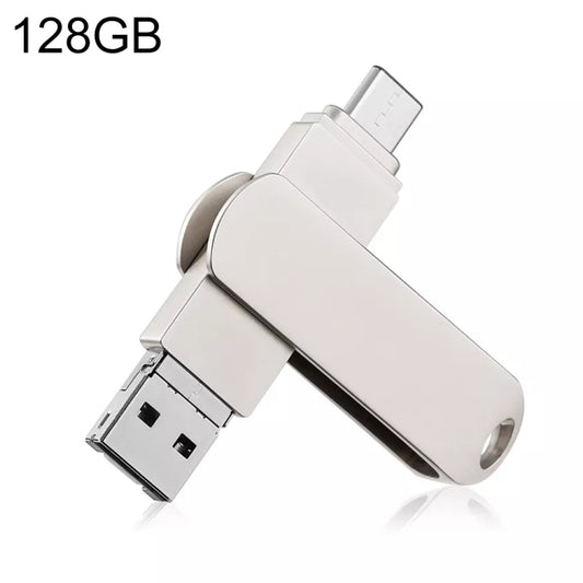 RQW-10X 3 in 1 USB 2.0 & 8 Pin & USB-C / Type-C 128GB Flash Drive, for iPhone & iPad & iPod & Most Android Smartphones & PC Computer - U Disk & Card Reader by buy2fix | Online Shopping UK | buy2fix