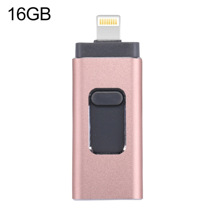 easyflash RQW-01B 3 in 1 USB 2.0 & 8 Pin & Micro USB 16GB Flash Drive(Rose Gold) - U Disk & Card Reader by buy2fix | Online Shopping UK | buy2fix