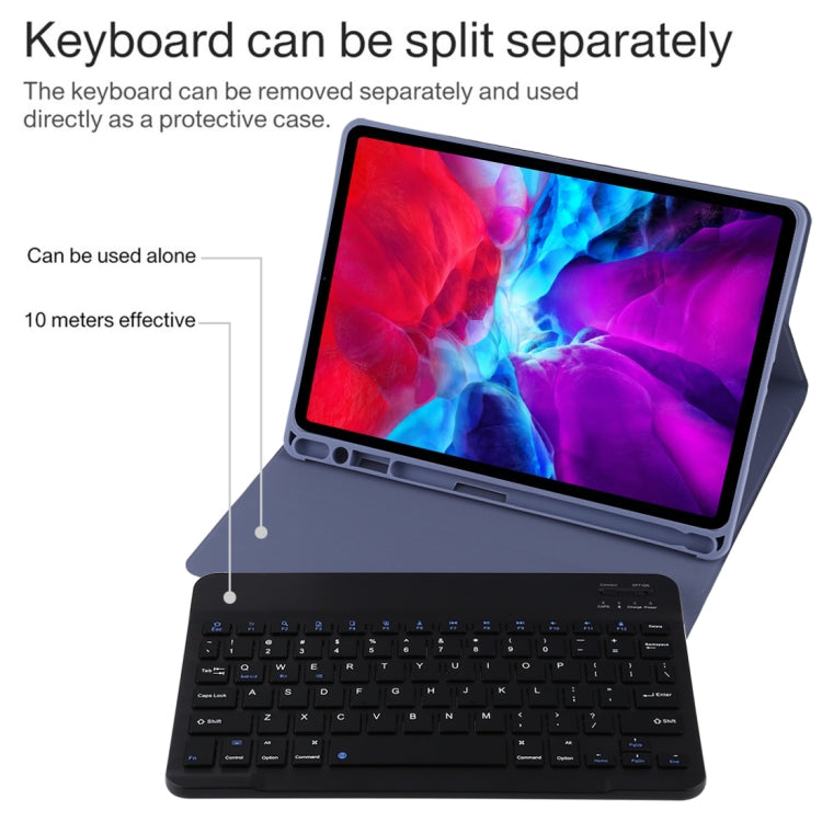 TG11B Detachable Bluetooth Black Keyboard + Microfiber Leather Tablet Case for iPad Pro 11 inch (2020), with Pen Slot & Holder (Purple) - For iPad Pro by buy2fix | Online Shopping UK | buy2fix