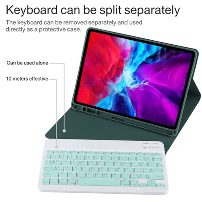 TG11B Detachable Bluetooth Green Keyboard + Microfiber Leather Tablet Case for iPad Pro 11 inch (2020), with Pen Slot & Holder (Dark Green) - For iPad Pro by buy2fix | Online Shopping UK | buy2fix